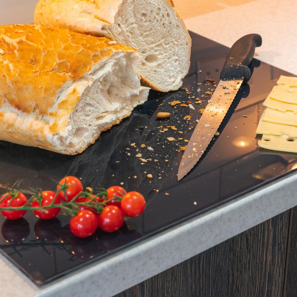 image 1 of Harbour Housewares Glass Kitchen Chopping Board - 50 x 40cm - Black | Black | Black