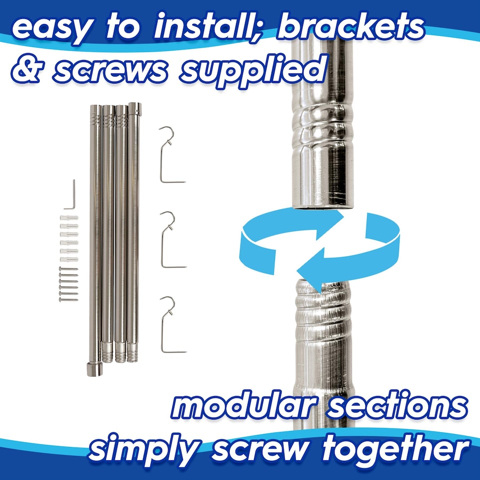 image 1 of Harbour Housewares Extendable Metal Curtain Pole Kit - 77 to 150cm - Brushed Nickel