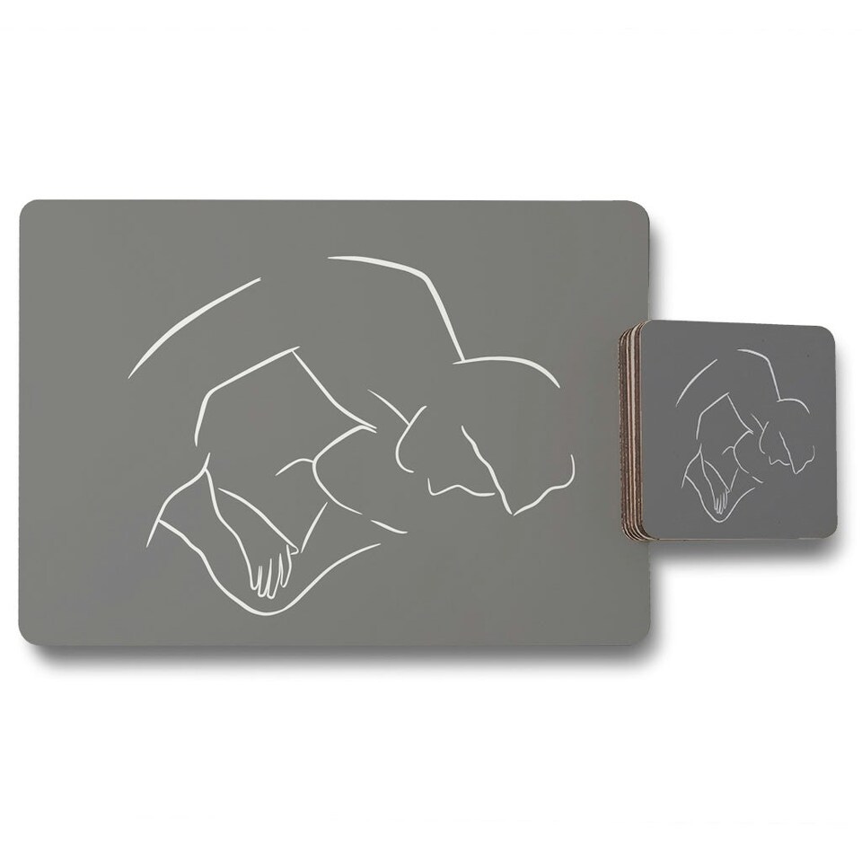 image 1 of Drawing of a couple in one line (Placemat & Coaster Set)
