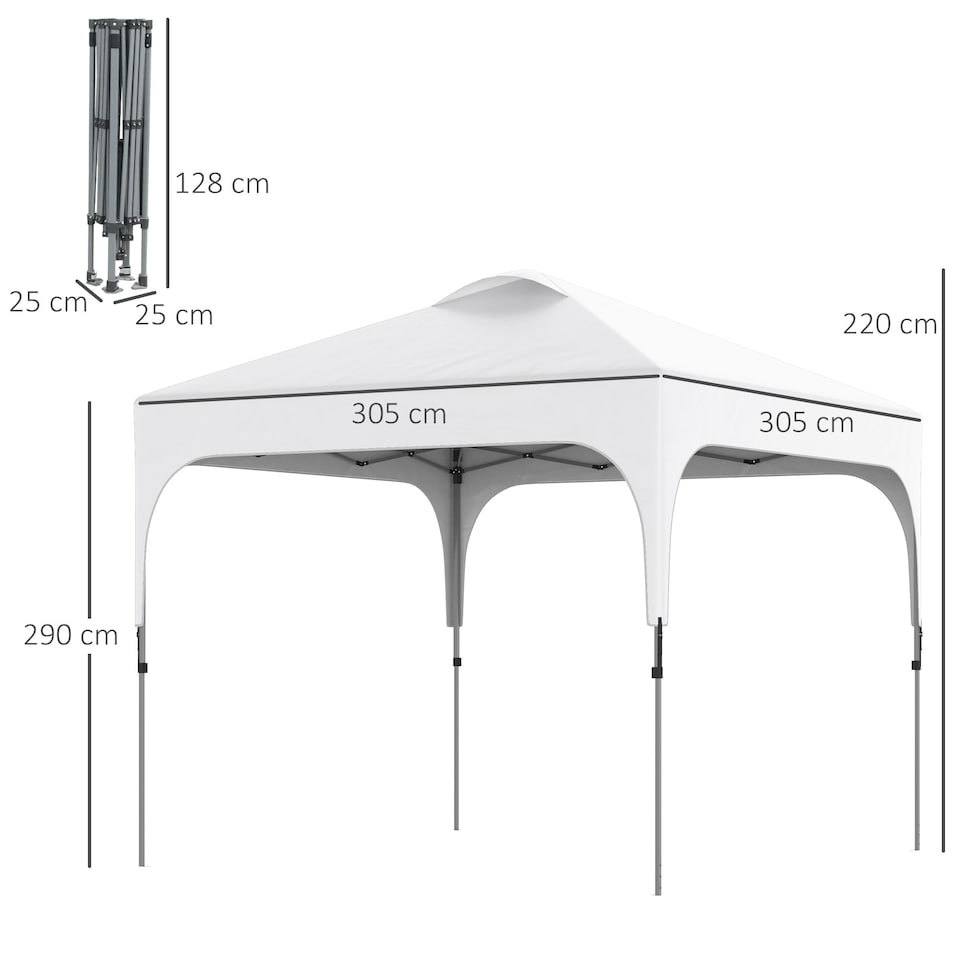 image 1 of Outsunny 3 x 3M Pop Up Gazebo, UPF 50 Foldable Canopy Tent with Wheeled Carrybag, 4 Leg Weight Bags, Height Adjustable Marquee Shelter 1 person easy setup for Outdoor Garden Patio Party, White