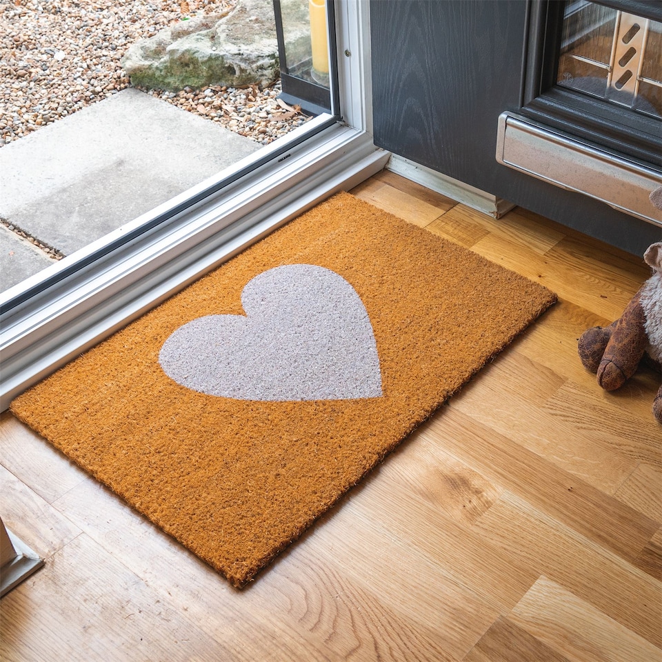 image 1 of Nicola Spring Coir Door Mat - 60 x 40cm - White Heart