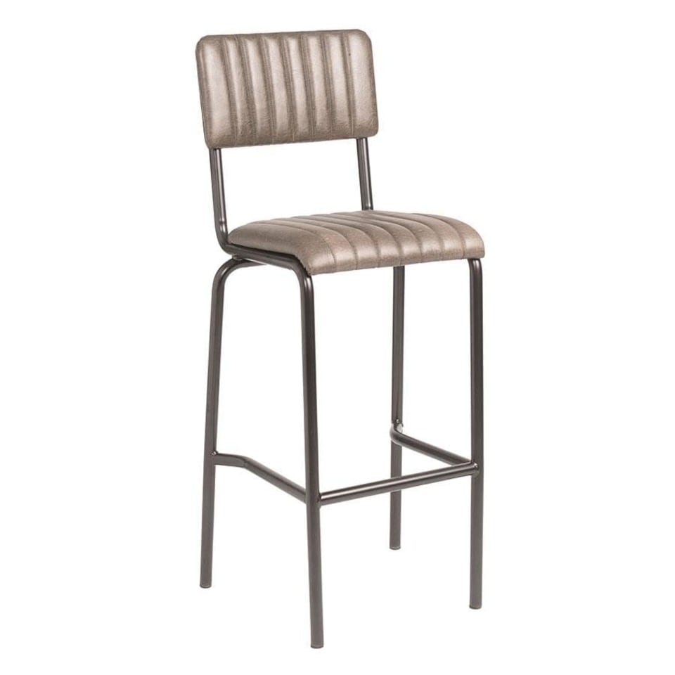 Creme Bar Stool - Ribbed- Lascari Silver Silver