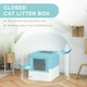 image 10 of PawHut Hooded Cat Litter Box, Pet Toilet w/ Scoop, Tray - Light Blue Blue