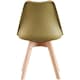 image 5 of Set of 4 Scandinavian Dining Chairs with Leather Cushions Solid Wood Legs | Green | Lime Green
