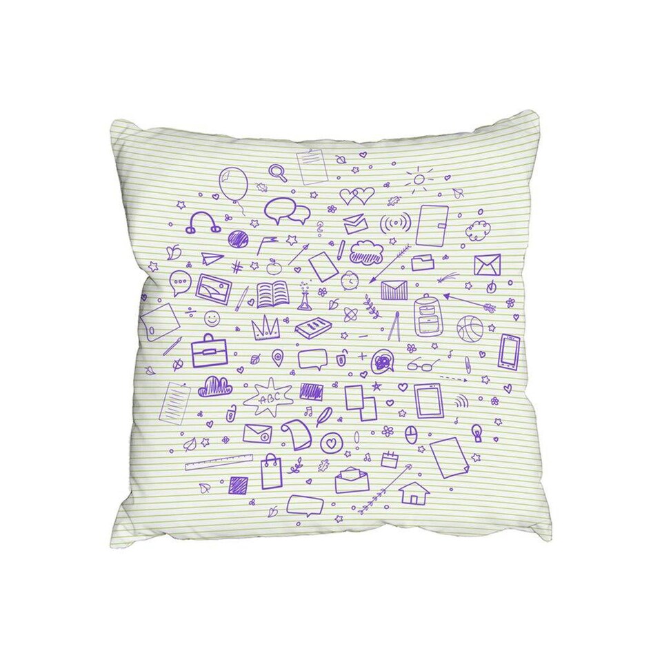 Cushions - Abstract line pattern with school supplies (Cushion) | Multi