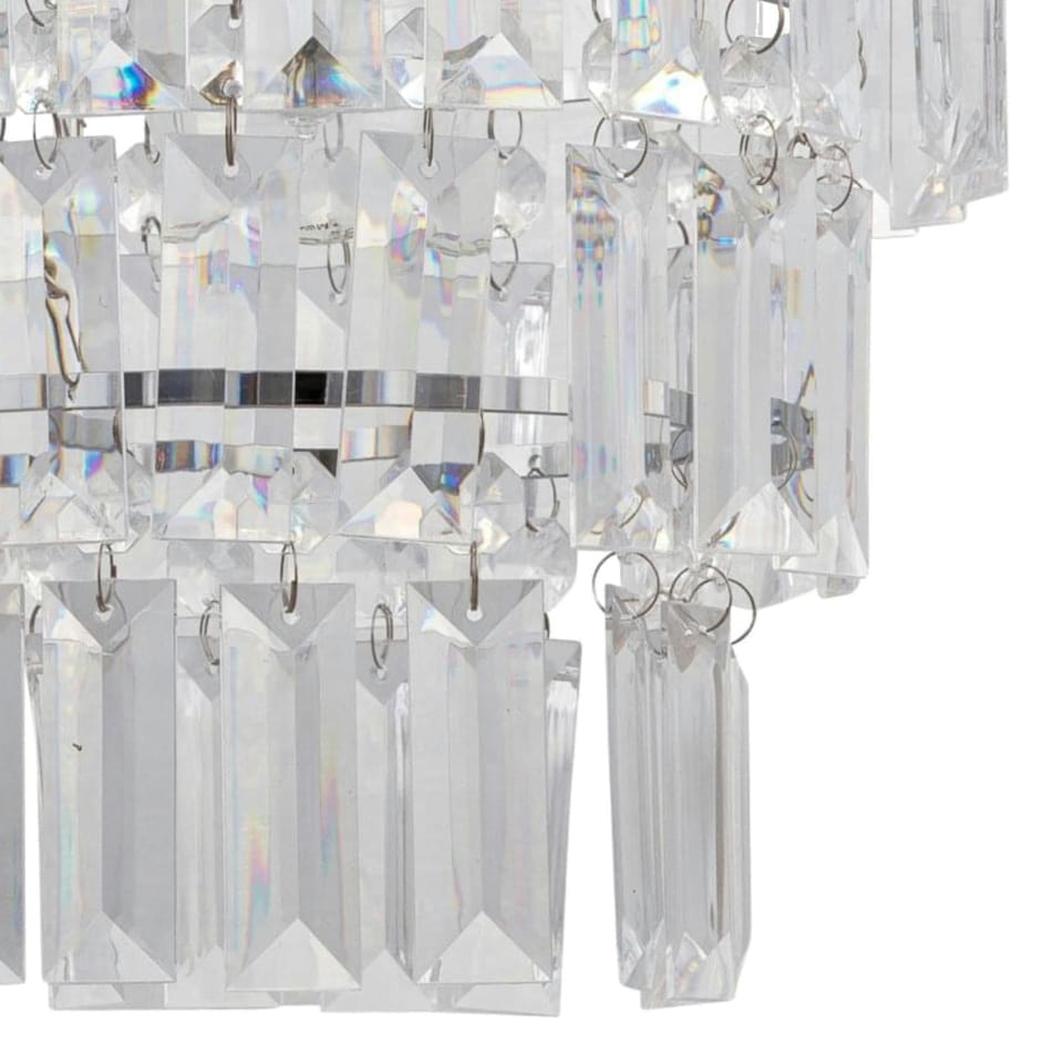 image 1 of First Choice Lighting Set of 2 Three Tier Acrylic Crystal Light Shades Clear | Chrome