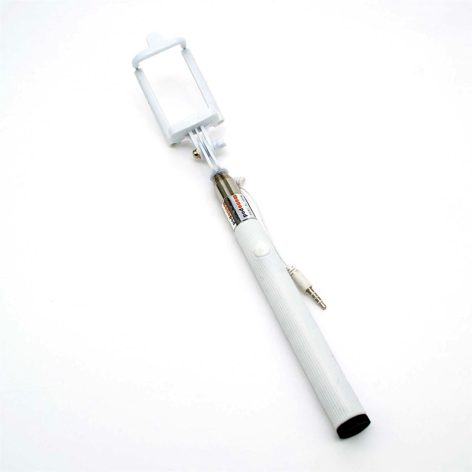 image 1 of White Monopod Selfie Stick Extendable Black | One Size