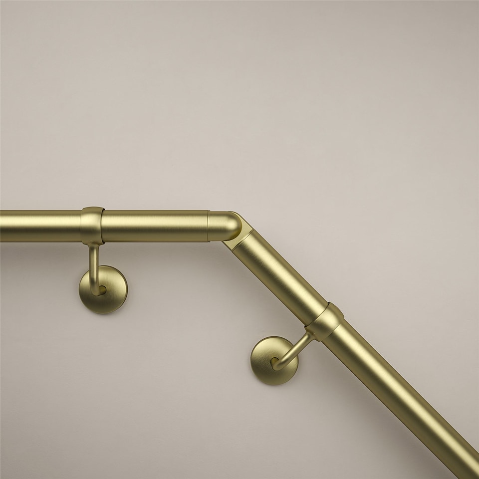 image 1 of Rothley Adjustable Elbow Bannister Staircase Handrail Satin Brass 40mm