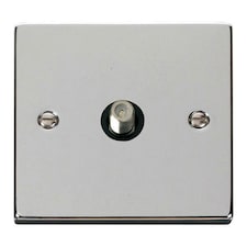 SE HOME Polished Chrome Satellite Socket 1 Gang Black | Polished Chrome