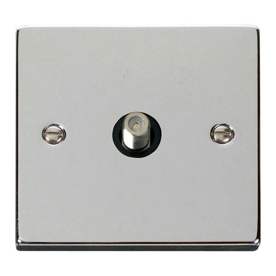 image 1 of SE HOME Polished Chrome Satellite Socket 1 Gang Black | Polished Chrome