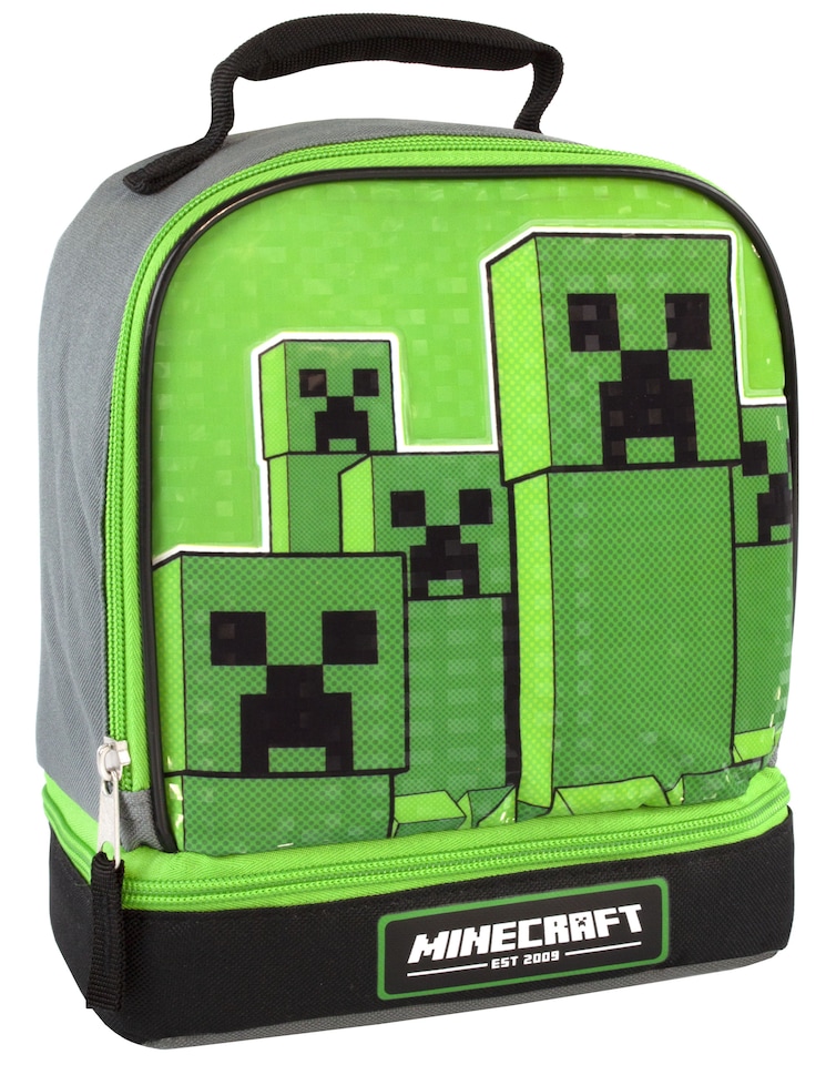 image 1 of Minecraft Boys Green Creeper Zip Lunch Bag (One Size)