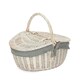image 5 of White Wash Finish Oval Wicker Basket with Lining Blue | Blue | One Size