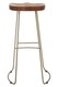 image 3 of Interiors by Premier Luxe Bar Stool With Acacia Wood Seat, Wooden Kitchen Stool, Counter Seat With Iron Footrest, Silver Stool | Cream