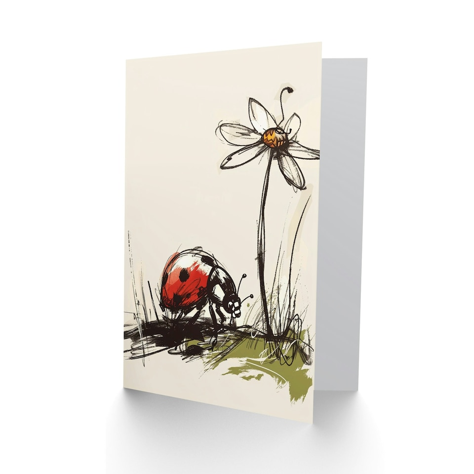 image 1 of Ladybird Daisy Flower Drawing Nature Woman Her Birthday Card