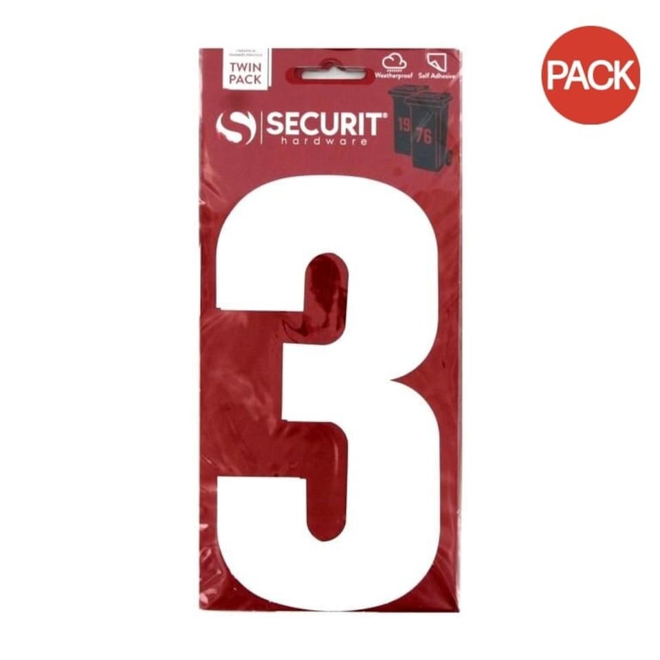 image 1 of Securit 3 Bin Number (Pack of 2) - White - One Size