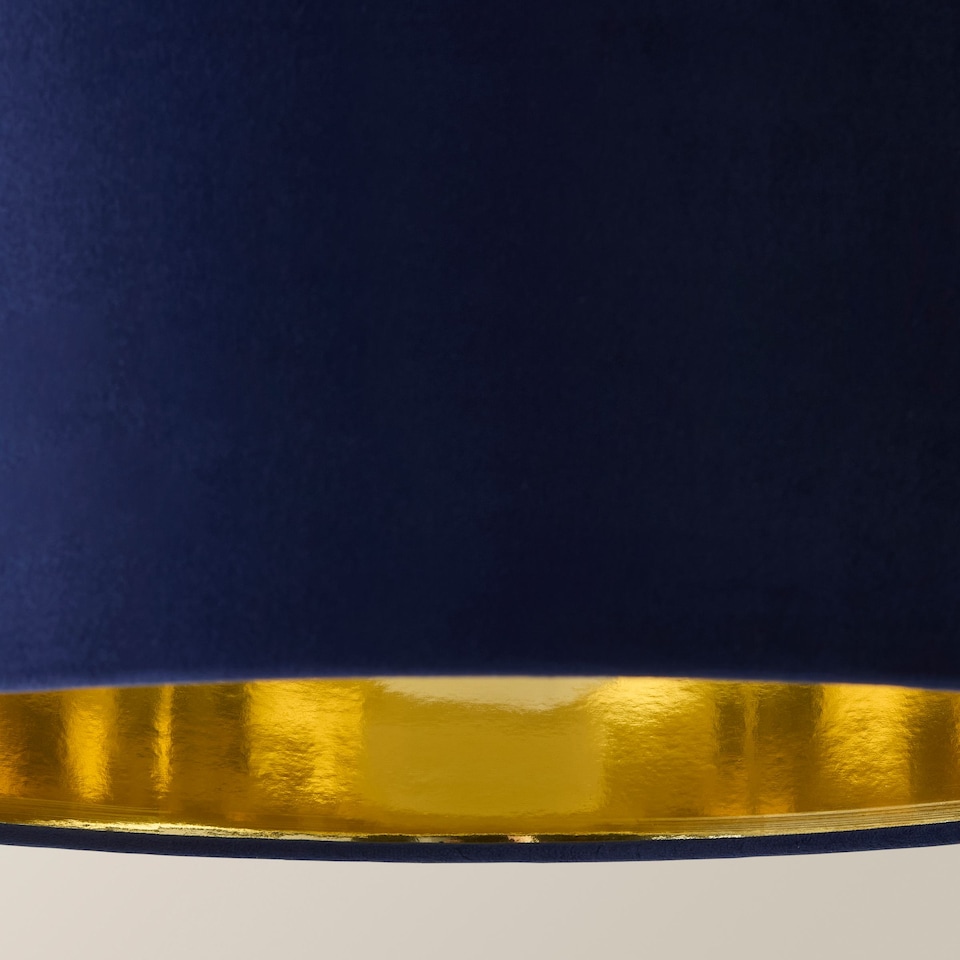 image 1 of ValueLights Reni Medium Navy Velvet Chrome Inner Lamp Shade | Blue