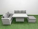 image 1 of Fimous 6 Seater PE Rattan Wicker Garden Furniture Patio Conservatory Sofa Set with Adjustable Lifting Dining or Coffee Table 3 Seater Sofa Love Sofa Big Footstool Side Table