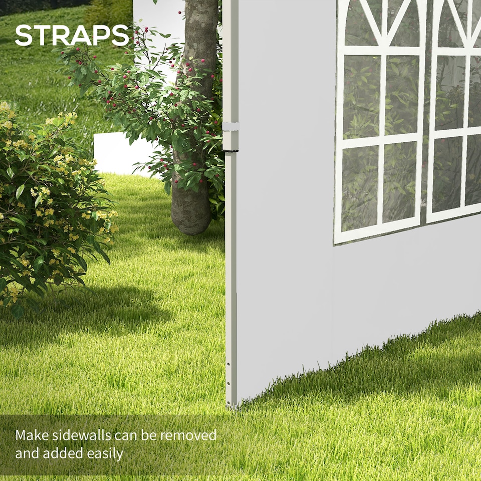 image 1 of Outsunny Gazebo Side Panels for 3x3(m) or 3x4m Pop Up Gazebo, 2 Pack, White