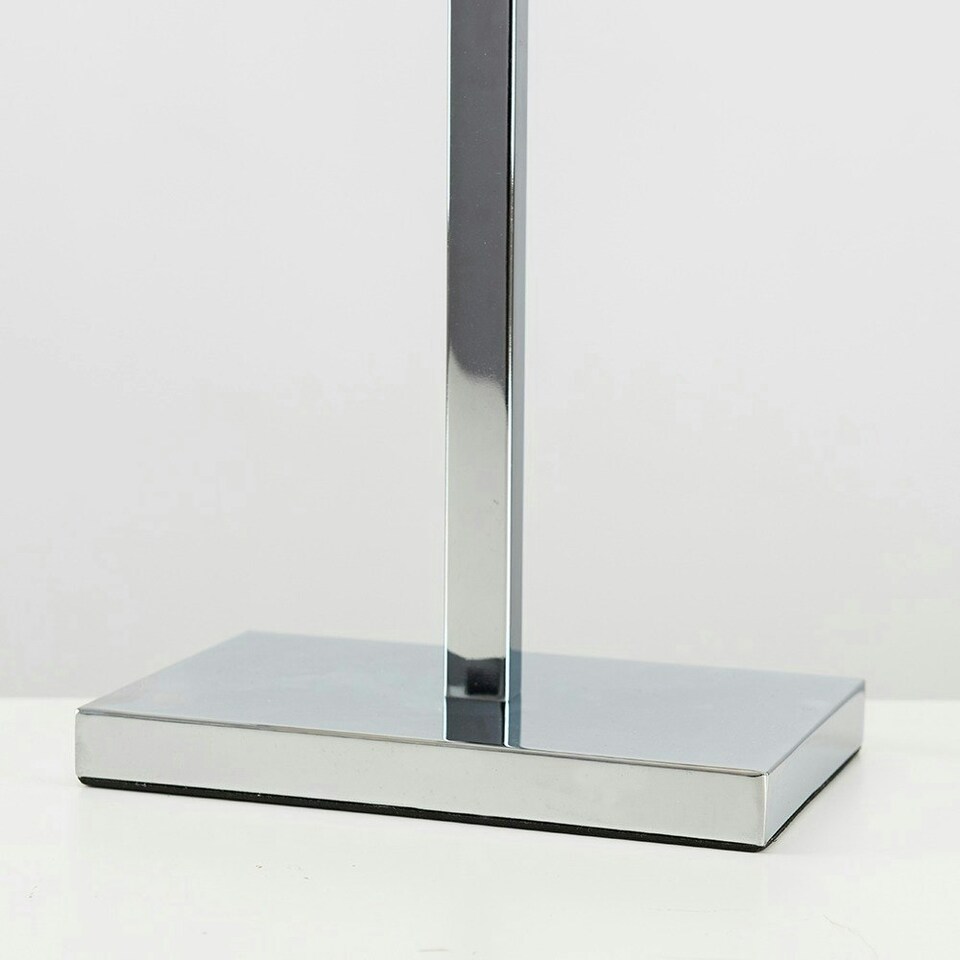 image 1 of ValueLights Modern Polished Chrome Square Tube Table Lamp With Grey Rectangular Shade