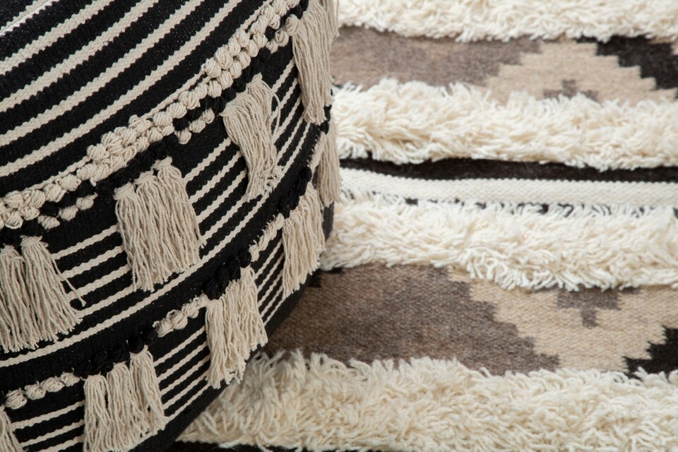 image 1 of Orsina Cefena Black Pouffe