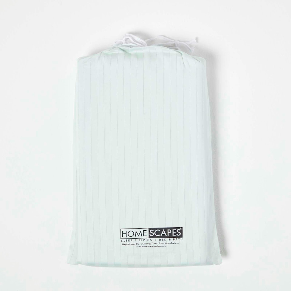 image 1 of Homescapes Blue Cotton Stripe Fitted Cot Sheets 330 Thread Count, 2 Pack | Blue | One Size