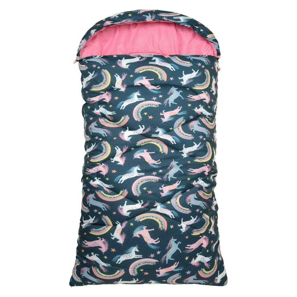 image 1 of Mountain Warehouse Kids Sleeping Bag 2 Season Camping Childrens Girls Boys Blue