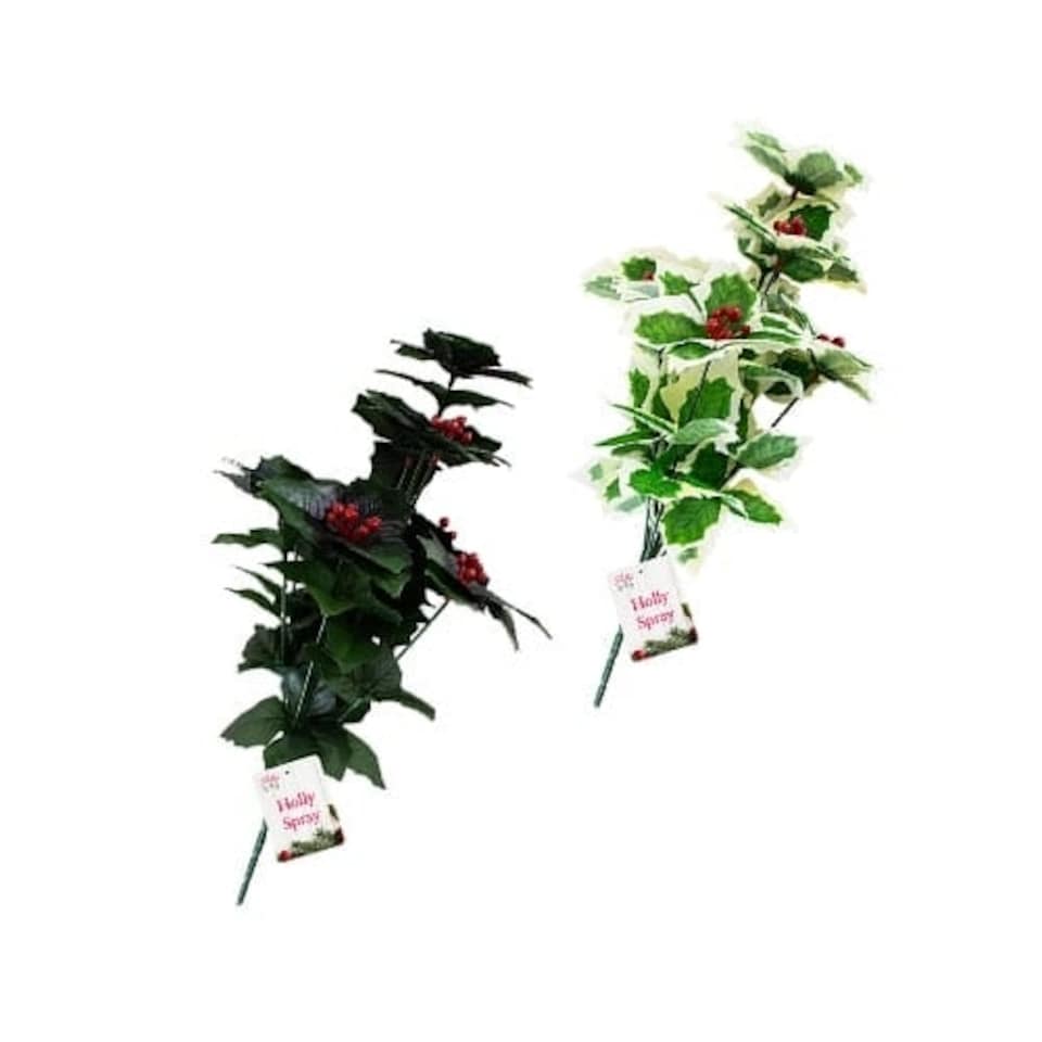 Assorted Artificial Christmas Holly Spray Decoration 40cm