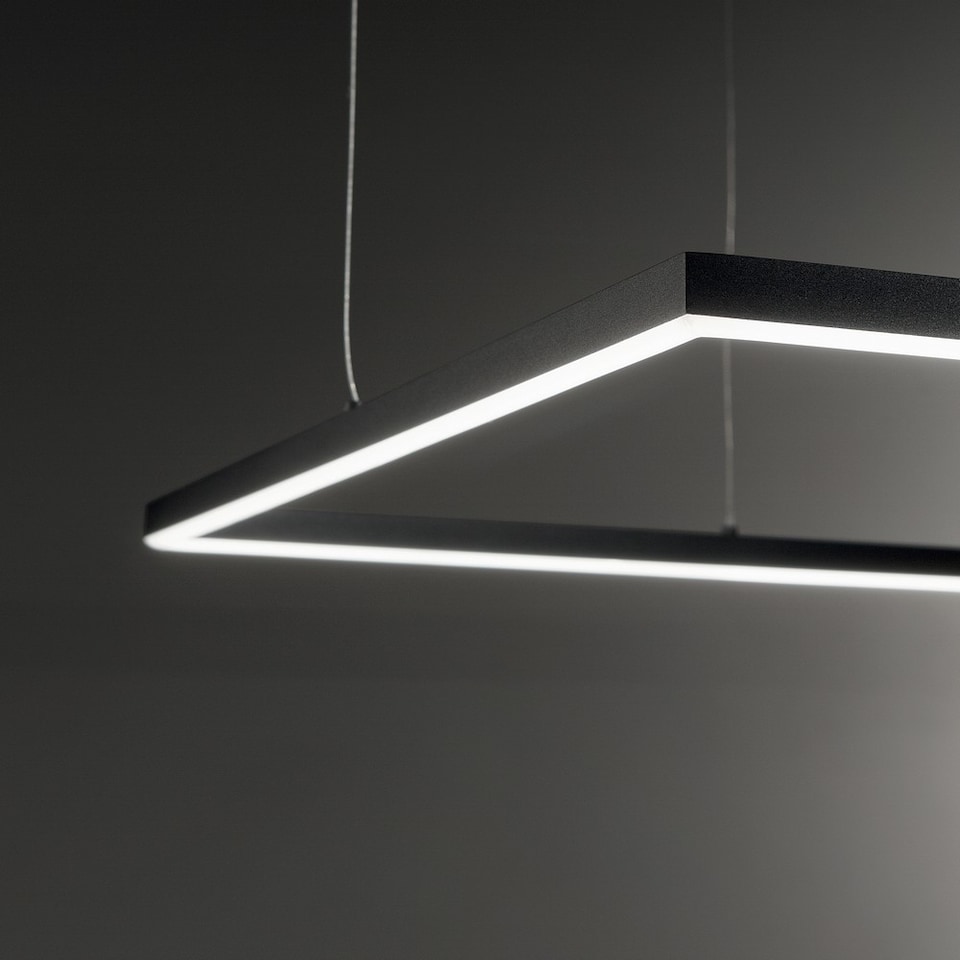 image 1 of Oracle Slim Non Dim Decorative Square Integrated Pendant Light Black, 3000K, 51W