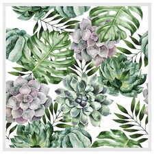 Watercolour botanical leaves (Picture Frame) White | M