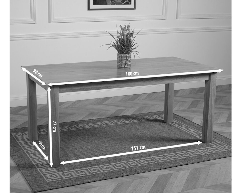 image 1 of Oslo 180 x 90 cm Large Oak Dining Table and 8 Lola Leather Chairs | Black | Black