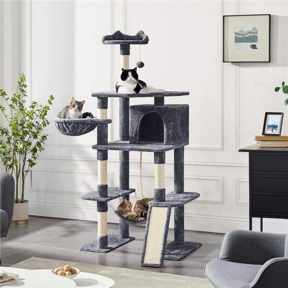 image 1 of Yaheetech 177 cm Multilevel Cat Tree with Condo Dark Grey