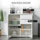 image 3 of HOMCOM High Gloss Frame Sideboard, Side Cabinet, Push-Open Design with 2 Drawer for Living Room, Bedroom, White