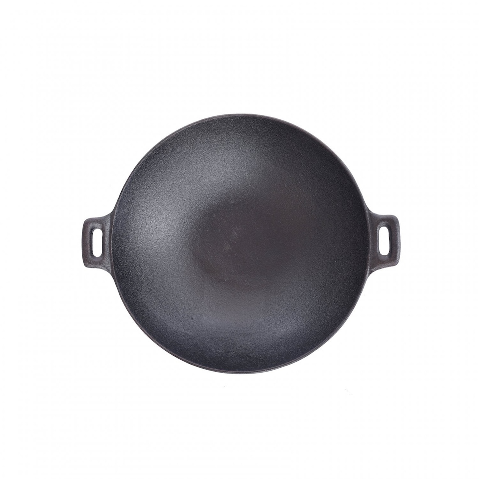 image 1 of 30cm Cast Iron Non Stick Wok Skillet Frying Cooking Pan