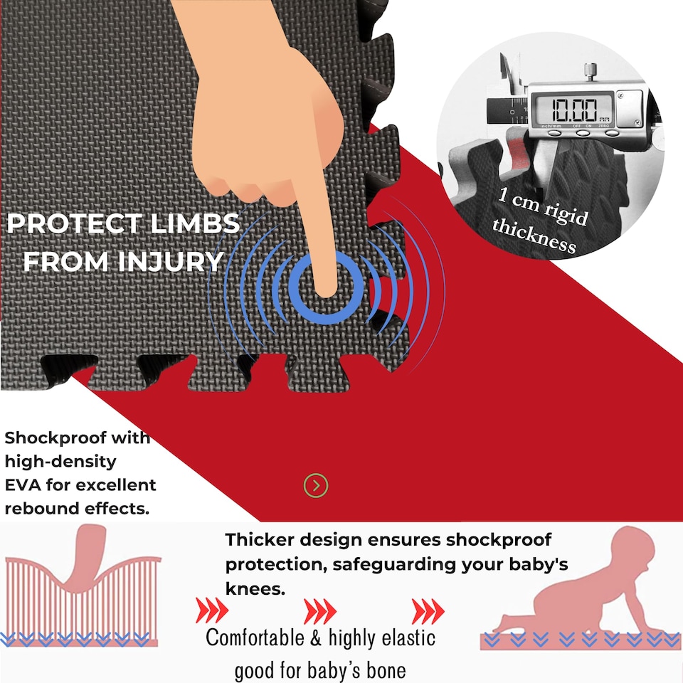 image 1 of Samuel Alexander 4 Piece EVA Foam Floor Protective Tiles / Mats 60x60cm Each