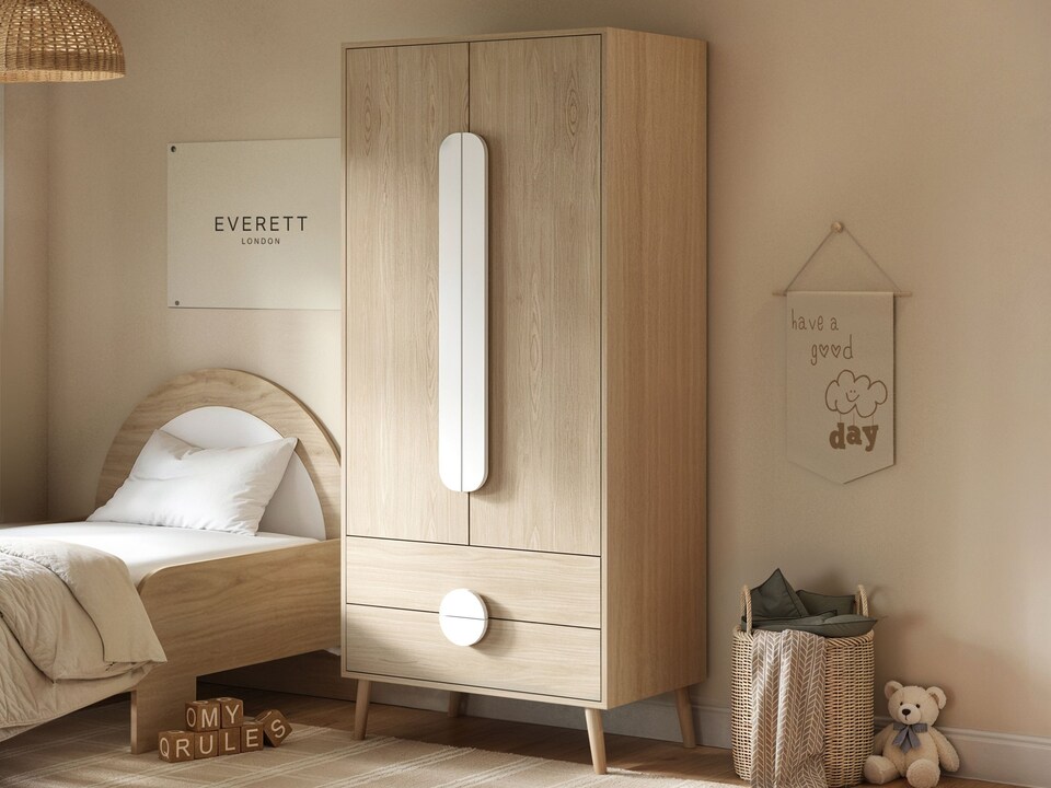 image 1 of Flair Noah 2 Door Wardrobe with 2 Drawers Oak & White
