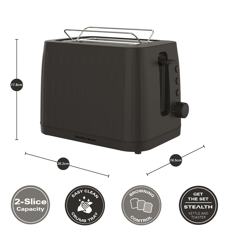 image 1 of Hamilton Beach Stealth Kettle & Toaster Set Black