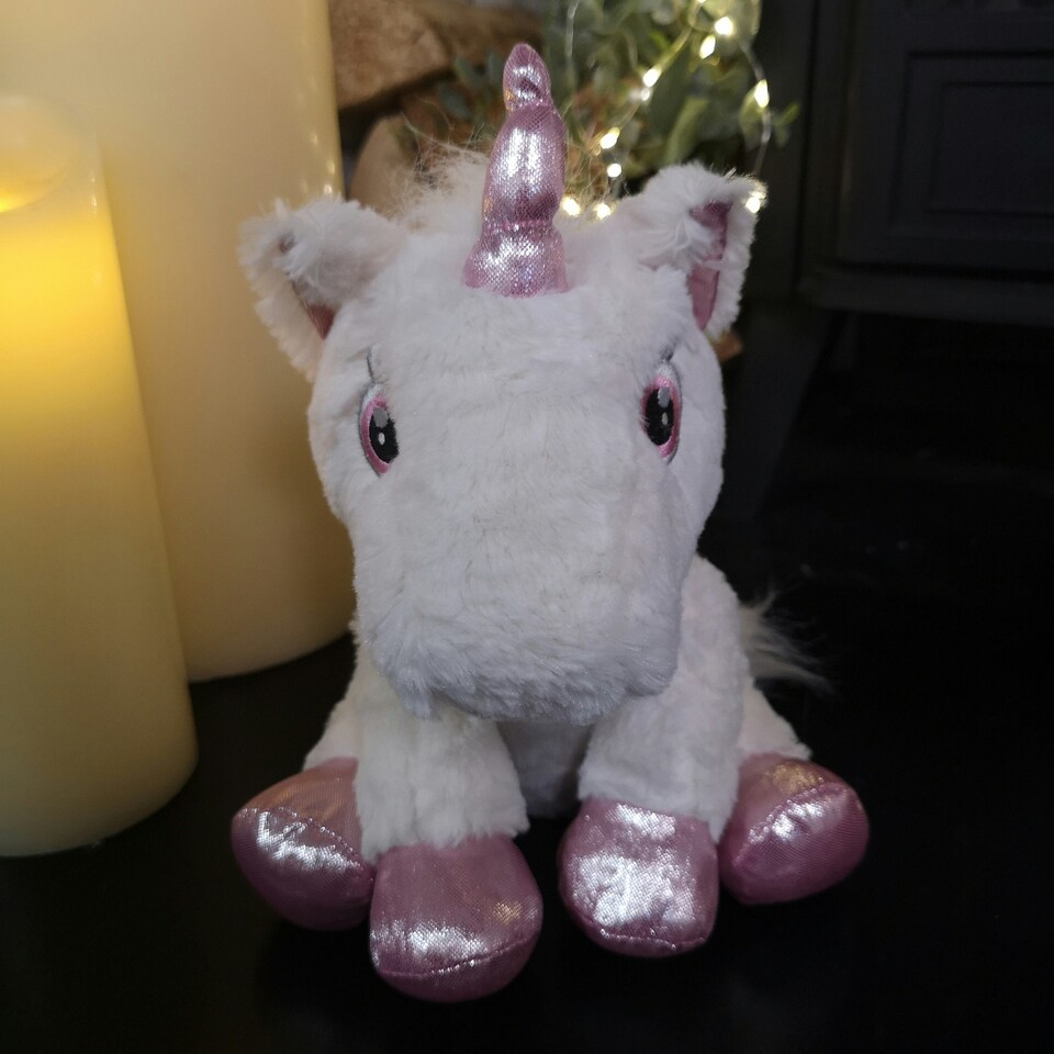 image 1 of 24cm Plush White Unicorn with Sparkly Pink Horn and Hooves
