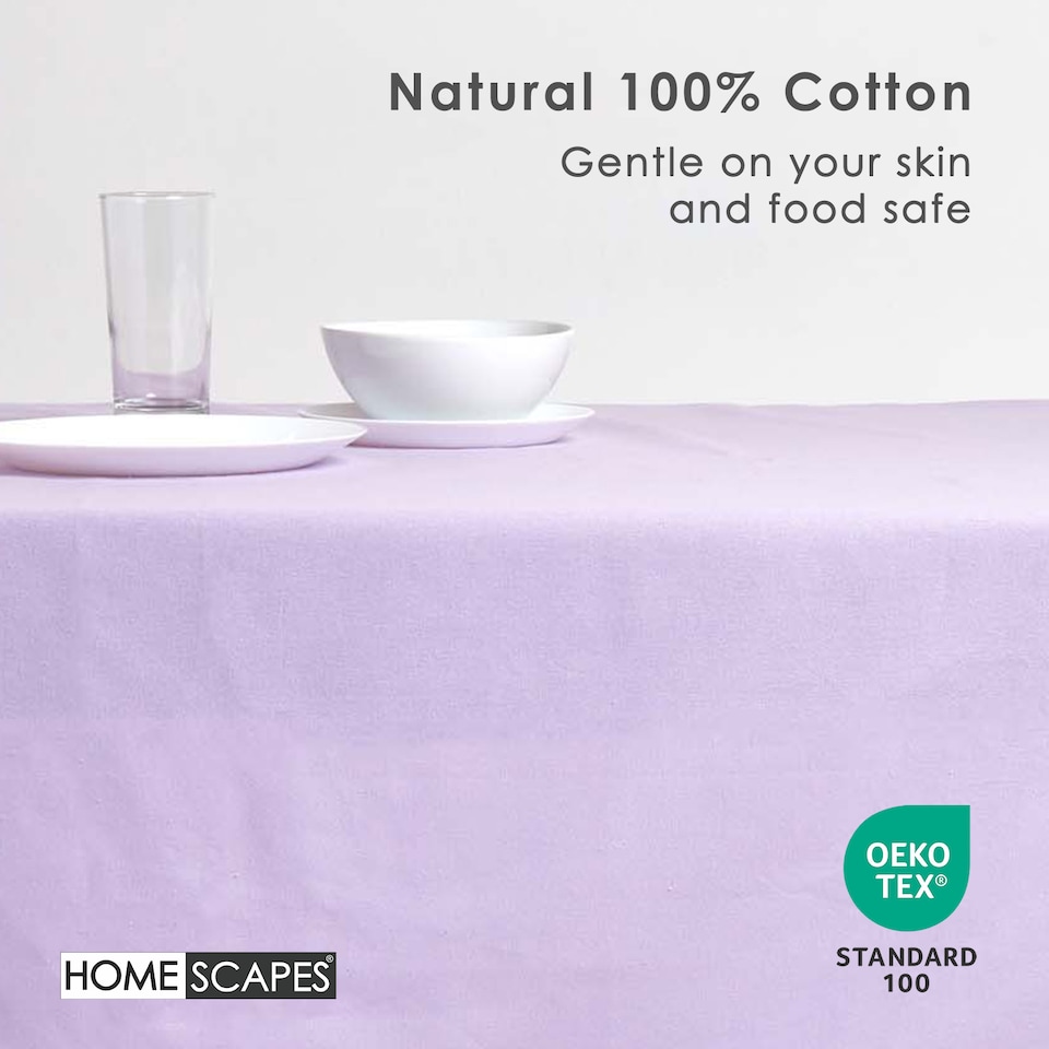 image 1 of Homescapes Mauve Tablecloth - 137 x 178 cm | Purple | Mauve