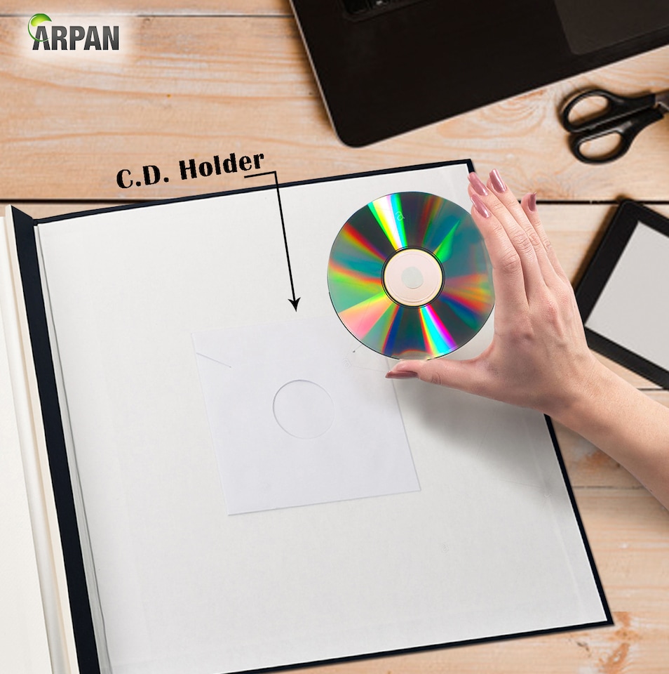image 1 of ARPAN Extra-Large Self Adhesive Photo Album – 24 Sheets / 48 Sides – Leather Look Padded Cover Post Bound Scrapbook Memory Album for Photos, Keepsakes & Special Occasions