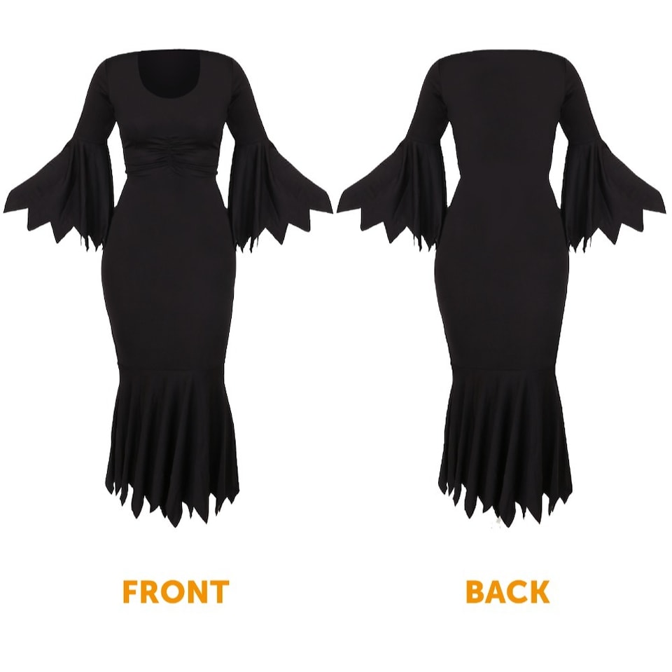 image 1 of Witch Costume - Dress, Gloves, Hat & Broom | Black | XL