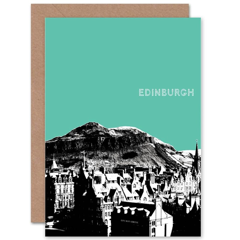 image 1 of Arthur's Seat Edinburgh Teal Scottish Scotland Card