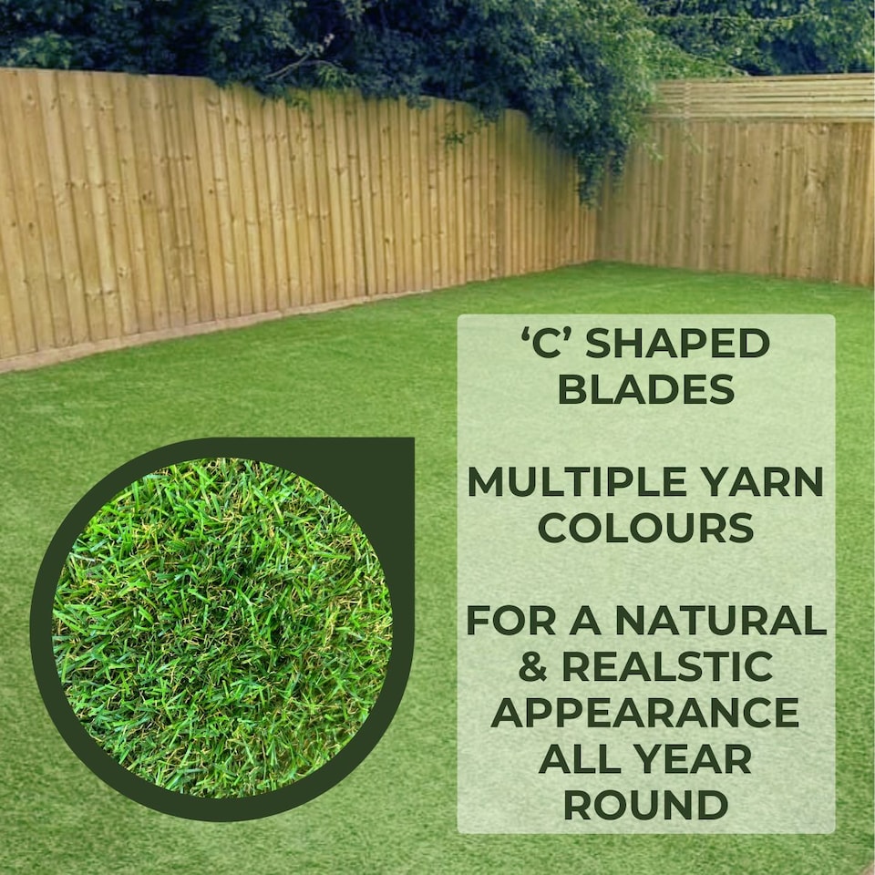 image 1 of 20mm Artificial Grass - Natural and Realistic Fake Lawn Astro Turf | Green | 2M x 6M | 1