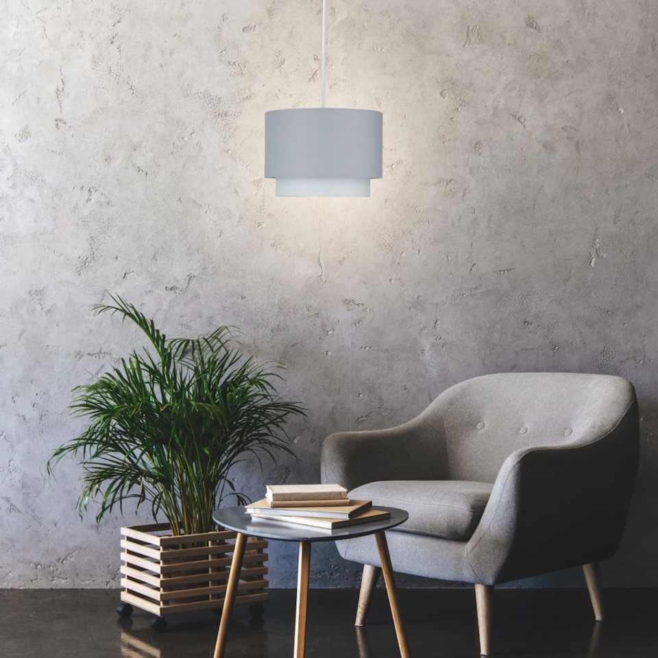 image 1 of Grey Ombre 2 Tier Ceiling Light Shade | Grey | Medium | 1