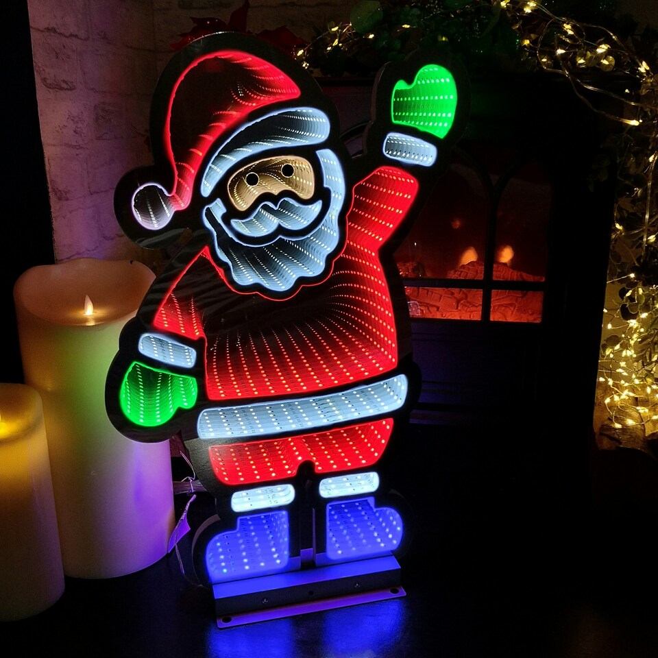 image 1 of 56cm LED Infinity Christmas Light Standing Santa Decoration with Metal Base