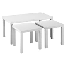 URBNLIVING Wooden Nesting Stacking Tables Set Of 3 | Multi | White | 3