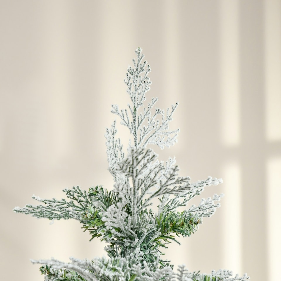image 1 of HOMCOM 6 Foot Snow Flocked Artificial Christmas Tree Holiday with Pencil Shape