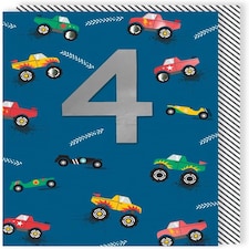 Monster Trucks Embellished Boys 4th Birthday Card