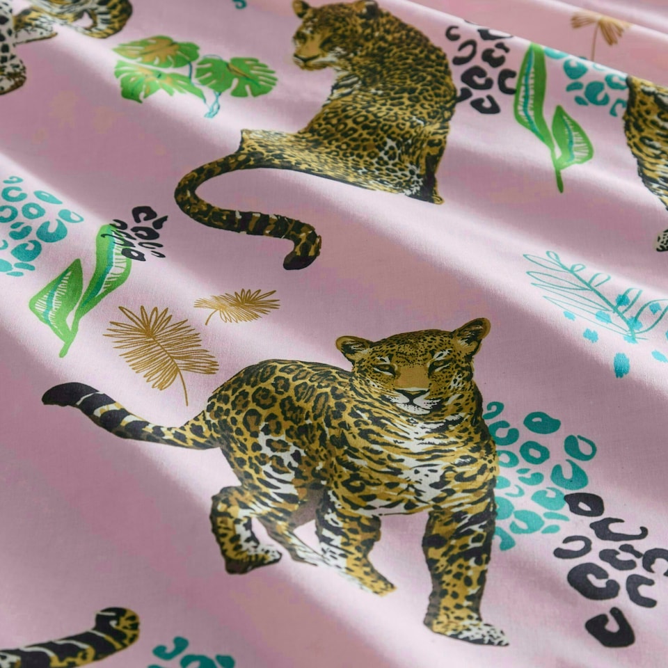 image 1 of Portfolio Home Night Jaguar Animal Print Bedding Duvet Cover Set Pink | King