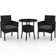 image 1 of Yaheetech 3-Piece Rattan Furniture Set, Woven PE Rattan Chairs & 1 Tempered-Glass Side Table-Black&Grey | Multi | Black/Grey