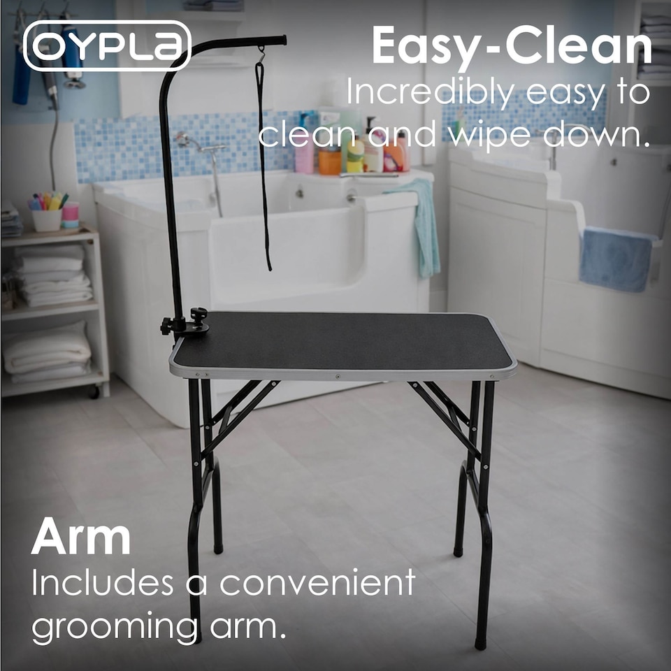 image 1 of 30 Inch Heavy Duty Folding Dog Grooming Table Adjustable Portable